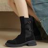 Модные полусапоги на молнии сзади для женщин Обувь Осень Зима Перекрестный ремешок Женские ботильоны челси Квадратный каблук Повседневные женские сапоги 35-40