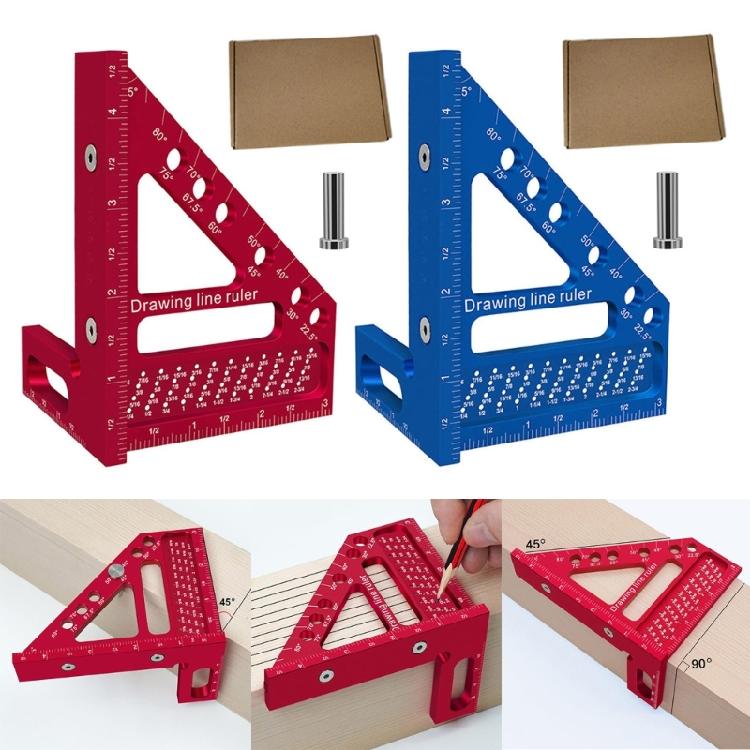 Алюминиевый квадратный угольник-транспортир из алюминиевого сплава 45/90 градусов, измерительная линейка с несколькими углами
