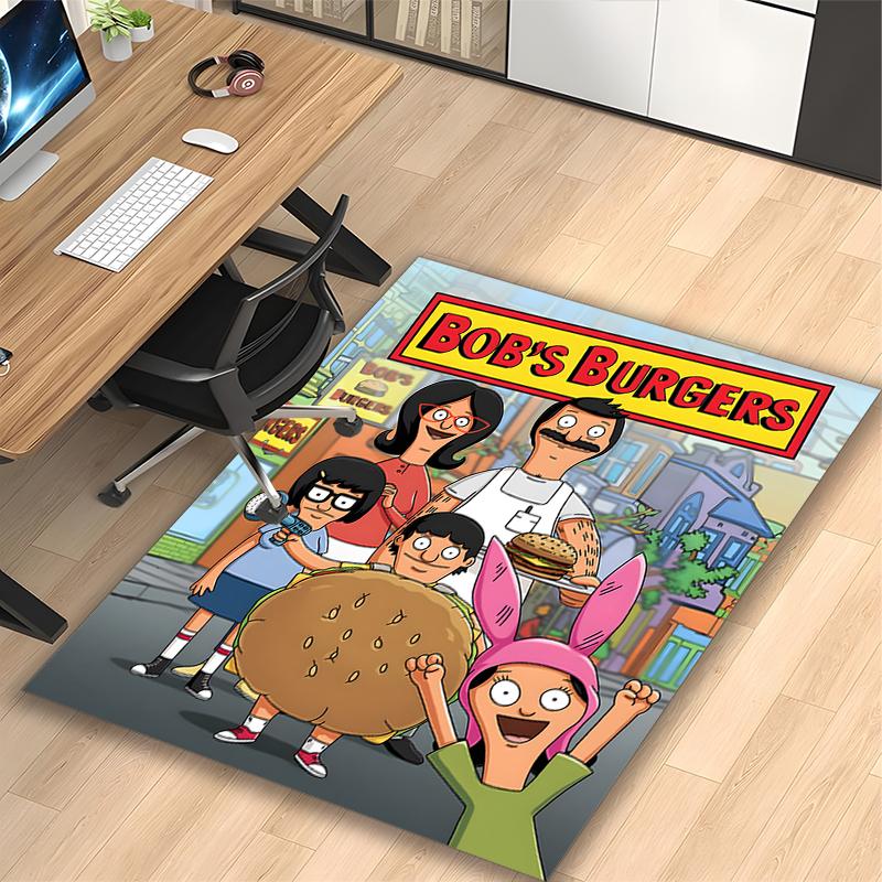 Cartoon Family Carpet, Non-slip Office Chair Rug, Digital Print Home Area Rug, Unique Festival Decorations