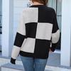 GMXIA Женская мода, повседневный клетчатый принт, осень-зима, свободные свитера с длинным рукавом и круглым вырезом