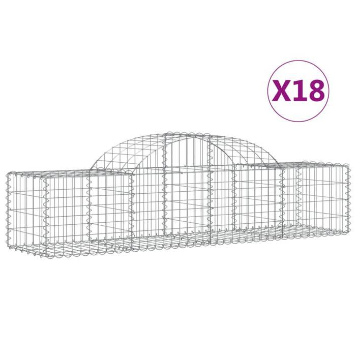 VidaXL Curved Gabion Baskets 18 Pcs 200x50x40/60 Cm Galvanized Iron, Gabion, Gabion Cage, Gabion Wall Basket, Wall 3146271