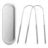 2PCS Stainless Steel Tongue Scraper Oral Tongue Cleaner with Metal Storage Box Mouth Tongue