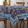 Geometric Patterns Chenille Tablecloth Tassel Edge Embroidered Dining Table Cover  Rectangular Thick Wear-resistant Table Cloth