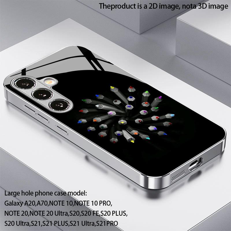 Яркий узор из карандашей 2D Чехол для телефона Samsung S26 S25 S24 S23 S22 S21 S20 A56 A36 A16 - Стеклянная защитная крышка