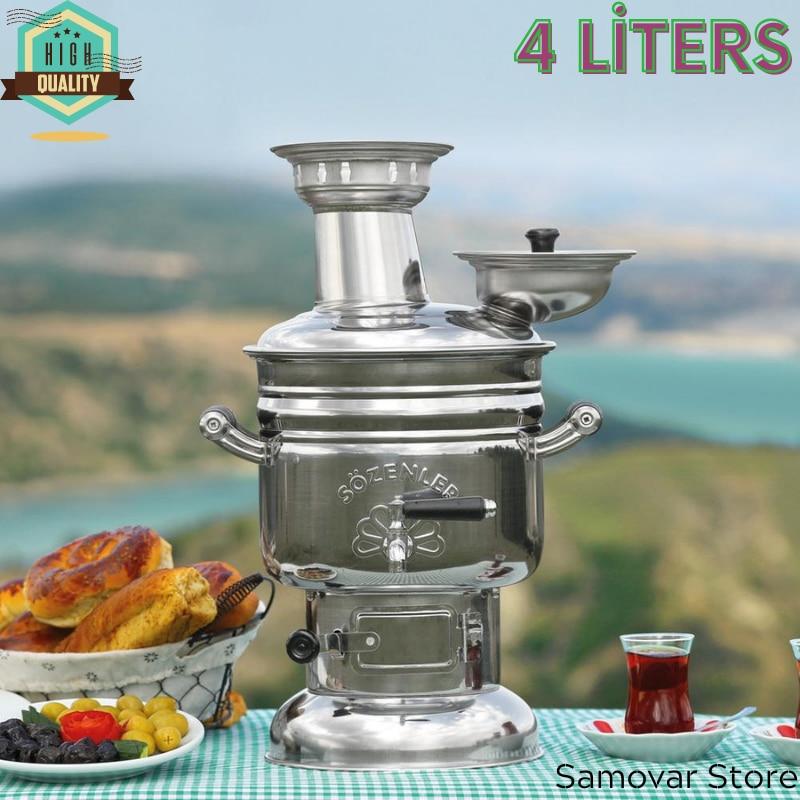 Самовар из нержавеющей стали Подогреватель чайника для кемпинга Чайный набор Оборудование для кемпинга Кофеварка