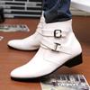 Autumn Men's Plus Size Pointed Toe Leather Ankle Boots - British Style Formal Casual High Top Shoes