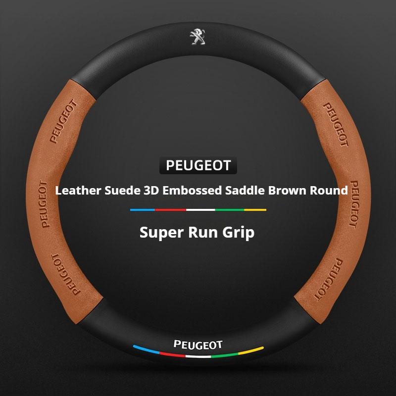 38CM Round Car Steering Wheel Cover For Peugeot GT-Line 206 207 208 301 307 308 407 408 508 607 2008 3008 4008 5008 RCZ Rifter