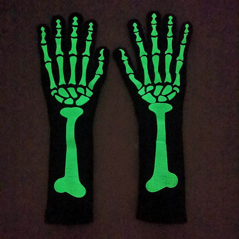 Модные Хэллоуин Скелет Призрак Перчатки Шляпа Креативные Светящиеся Полупалые Полностью Пальцевые Принт Теплые Дышащие Перчатки Подарки