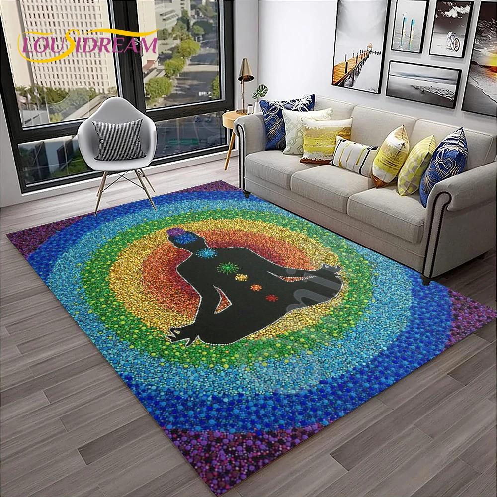 Naturalize Yoga Meditation Rainbow 7 Chakra Soft Carpet Rug для дома, гостиной, спальни, дивана, коврика для двери, декора, нескользящий напольный коврик
