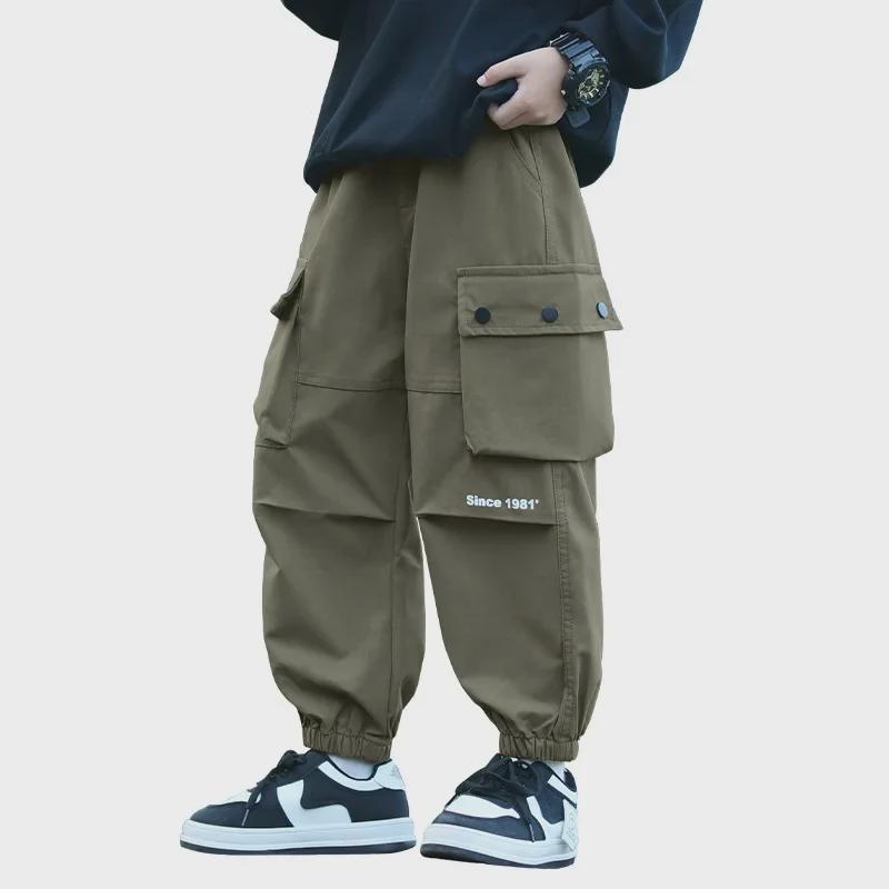 Ветрозащитные водонепроницаемые брюки для мальчиков: Модные бархатные рабочие брюки осень/зима 2024 года