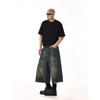 American Retro Denim Cropped Pants Male and Female Trendy Brand Washed Fancy Loose Easiest for Match Casual Wide-Leg Denim Shorts Denim Shorts