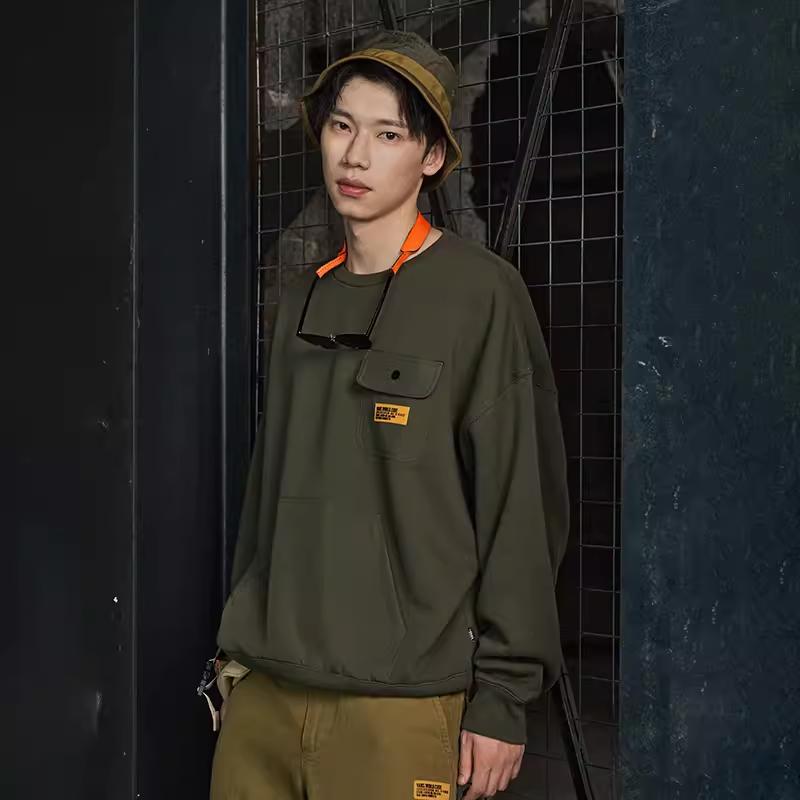 Vans Винтажный карманный однотонный пуловер, толстовка мужская, армейско-зеленая VN0A54O6KCZ