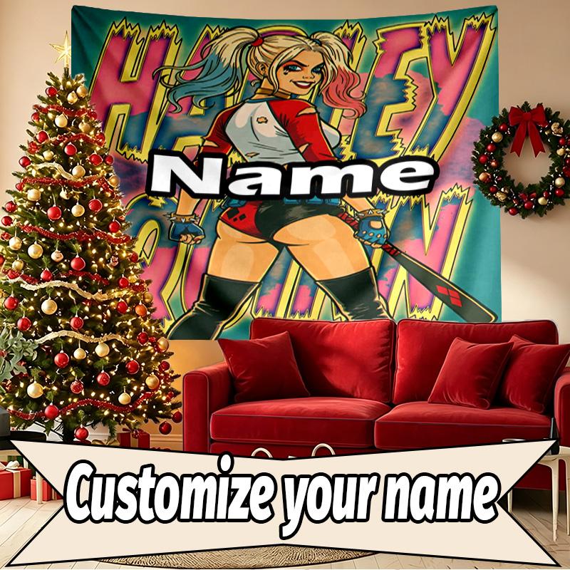 Custom Name Personalized Superhero Print Tapestry, Wall Art Decor, Bedroom, Dorm, Apartment, LivingRoom, Party Backdrop, Gift for Birthday