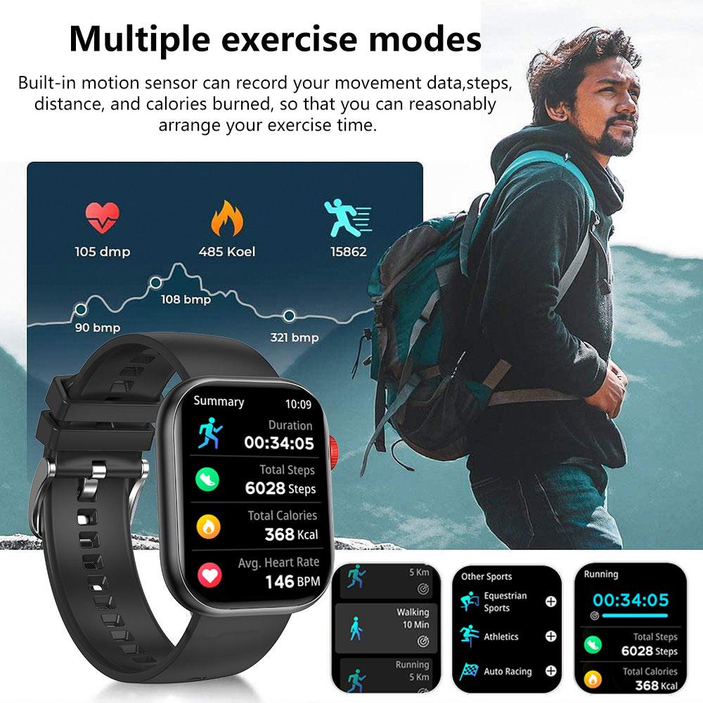 SACOSDING Новый голосовой помощник Bluetooth 2,01-дюймовый HD Amoled экран артериальное давление кислород в крови мониторинг здоровья мужчины женщины умные часы