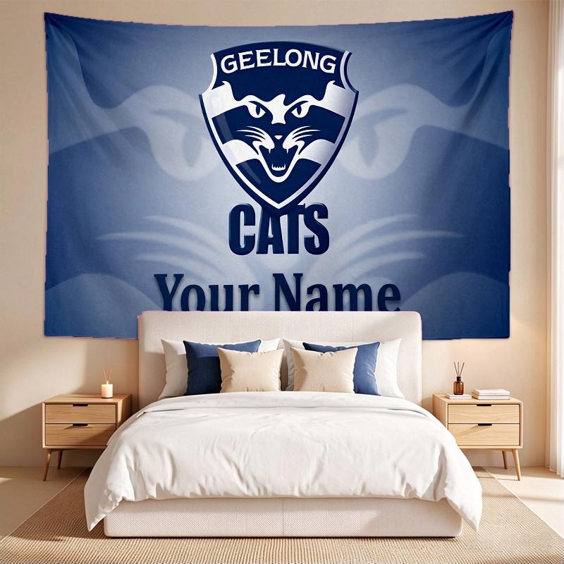 Футбольный клуб Geelong (1) Гобелен с индивидуальным именем, настенный гобелен, настенное искусство, декор для спальни, гостиной