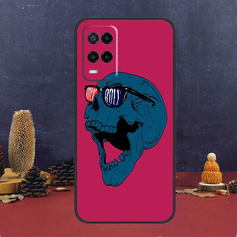 Чехол-череп в стиле Rock and Roll для Oppo A5 Pro A6 A15 A18 A38 A58 A78 A98 A54 A74 A94 A17 A57 A80 A60 A40 A16 A76 A96