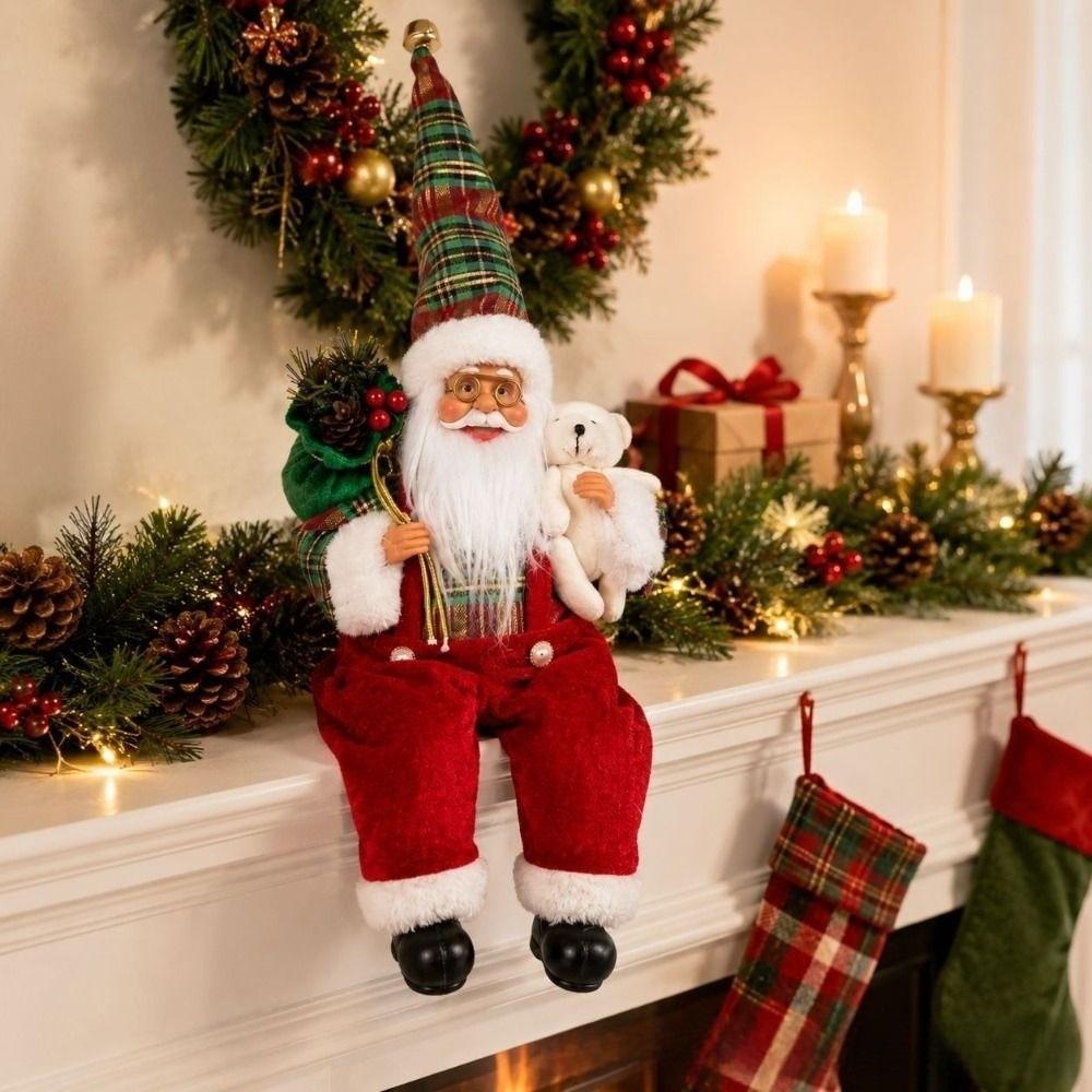 40cm Seated Santa Figurine Seated Christmas Figurine New Christmas Santa Doll Christmas Home Decor
