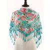 1pc Fashionable Colorful Rose Floral Print Lace Tassel Shawl Scarf, Suitable For Everyday Wear
