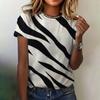 Новинка 2024 года, женская футболка с круглым вырезом, полосатый принт с короткими рукавами, летний дышащий топ, повседневная свободная женская футболка