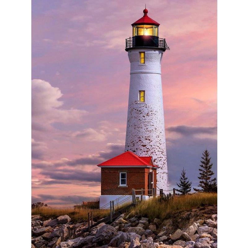 Seascape Lighthouse Romantic Diamond Painting Cross Stitch Kit 40x50CM Diamond Mosaic
