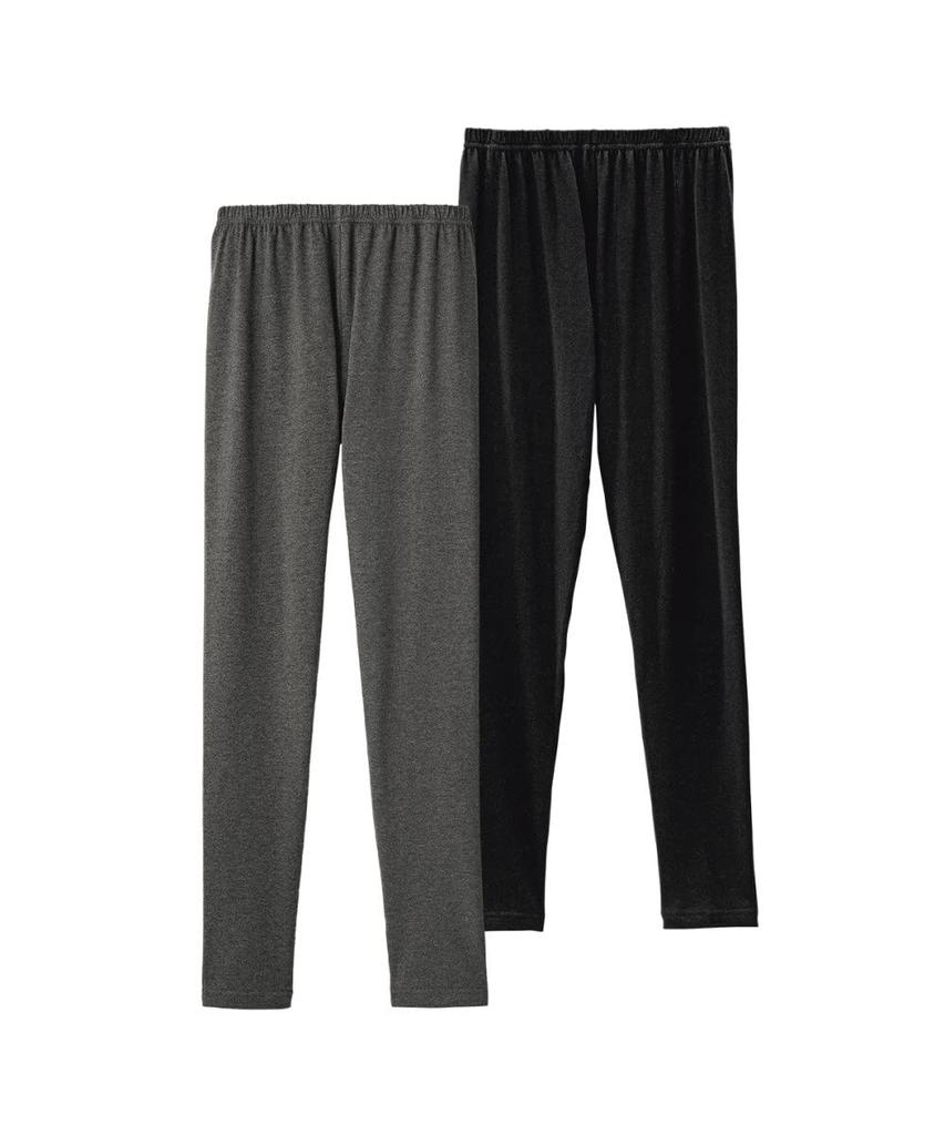 Nissen Cotton Blend Full Black and Charcoal Sizes Women's Leggings, 2-Pack, Length, Heather, LL-3L