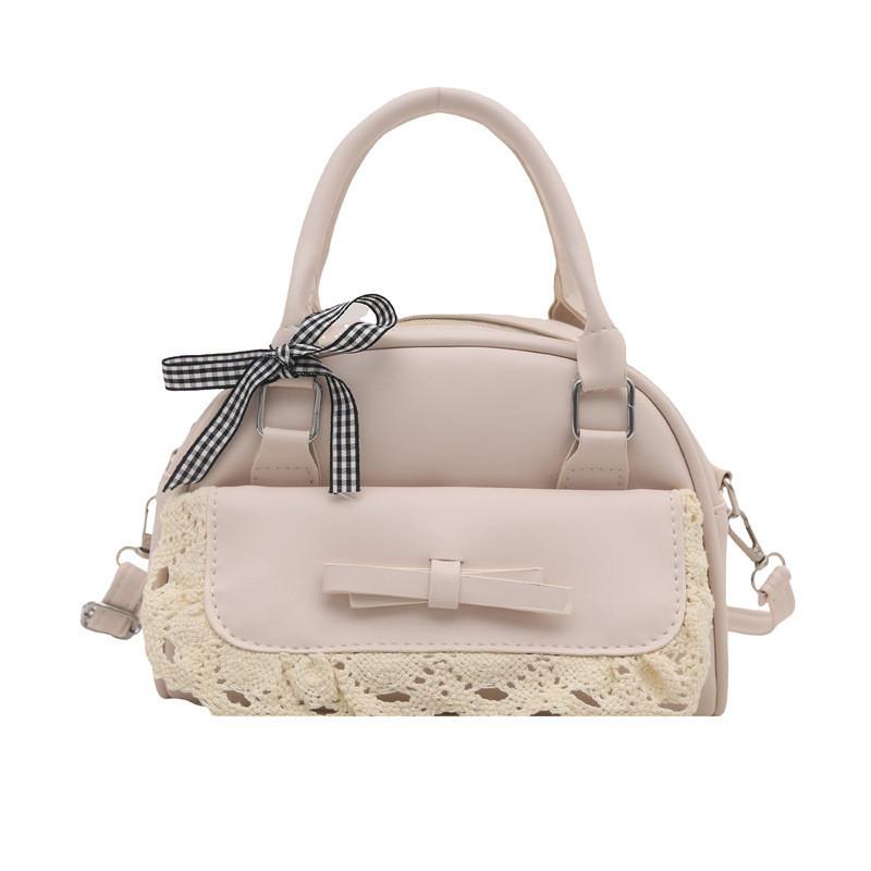 Style Bowknot Handbag Pu Leather Crossbody Bag With Zipper Closure For Casual Outings