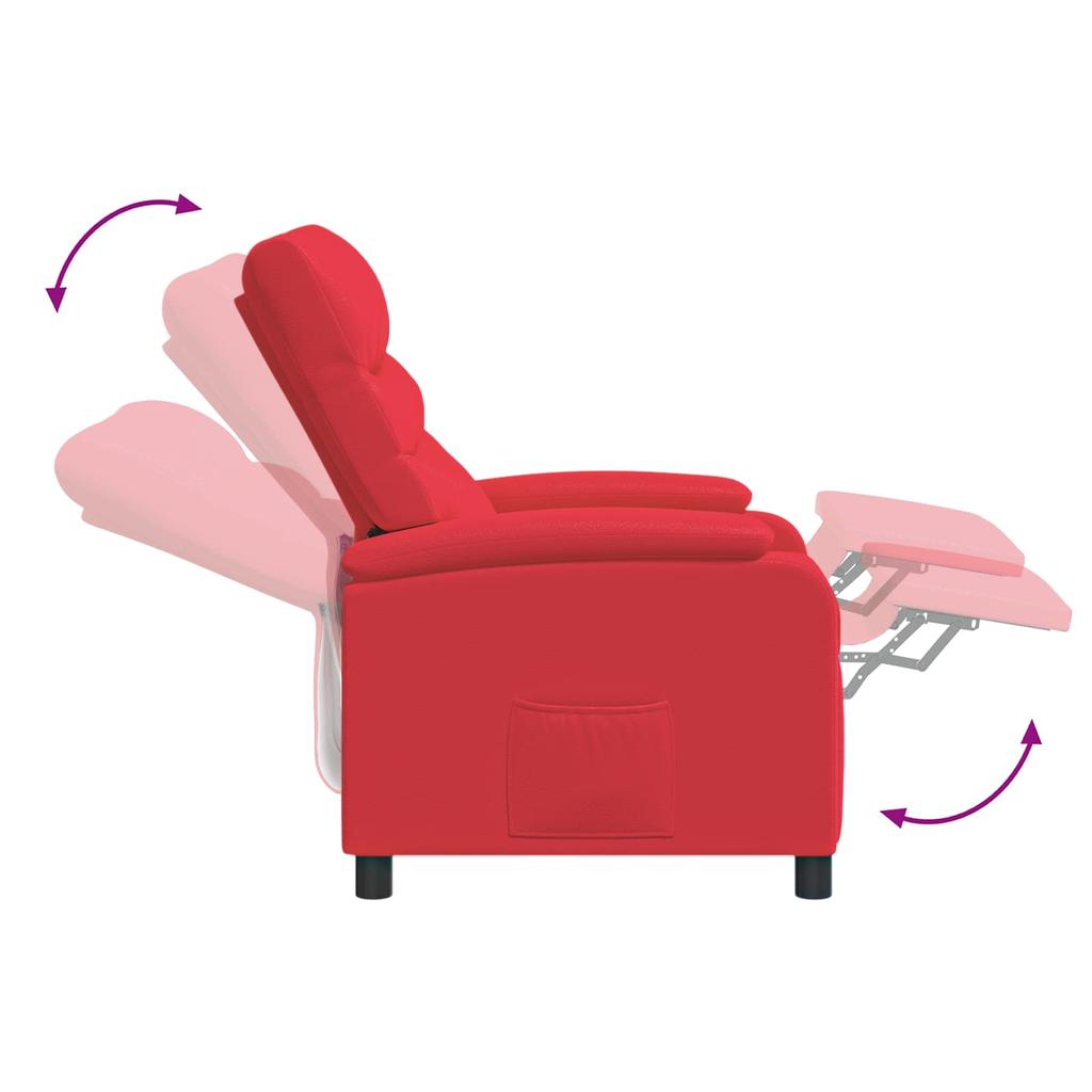 Recliner Chair Red Faux Leather