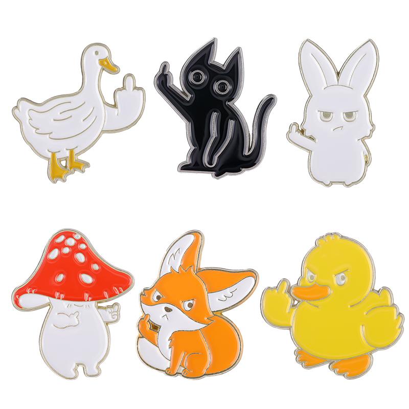5-6 pcs/set Dinosaurs Park Enamel Pins Butterfly Hedgehog Frog Brooches Lapel Badges Animal Plant Jewelry Gift for Kids Friends