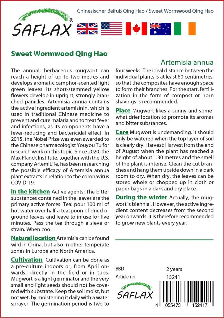 SAFLAX Garden in the Bag - Полынь сладкая Цин Хао - 250 семян - С субстратом в подходящем пакете - Artemisia annua