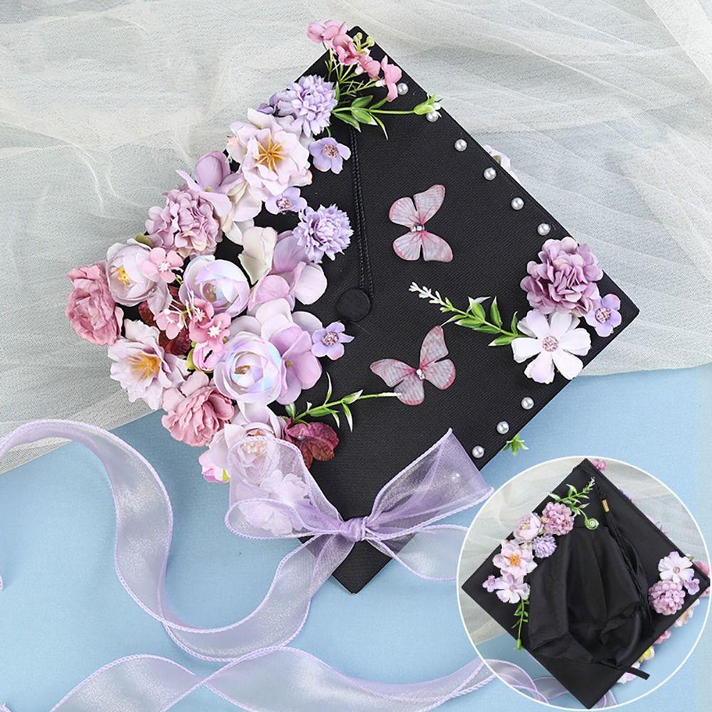 Doctor Flowers Graduation Cap Master Trencher Cap Headwear Mortar Board University