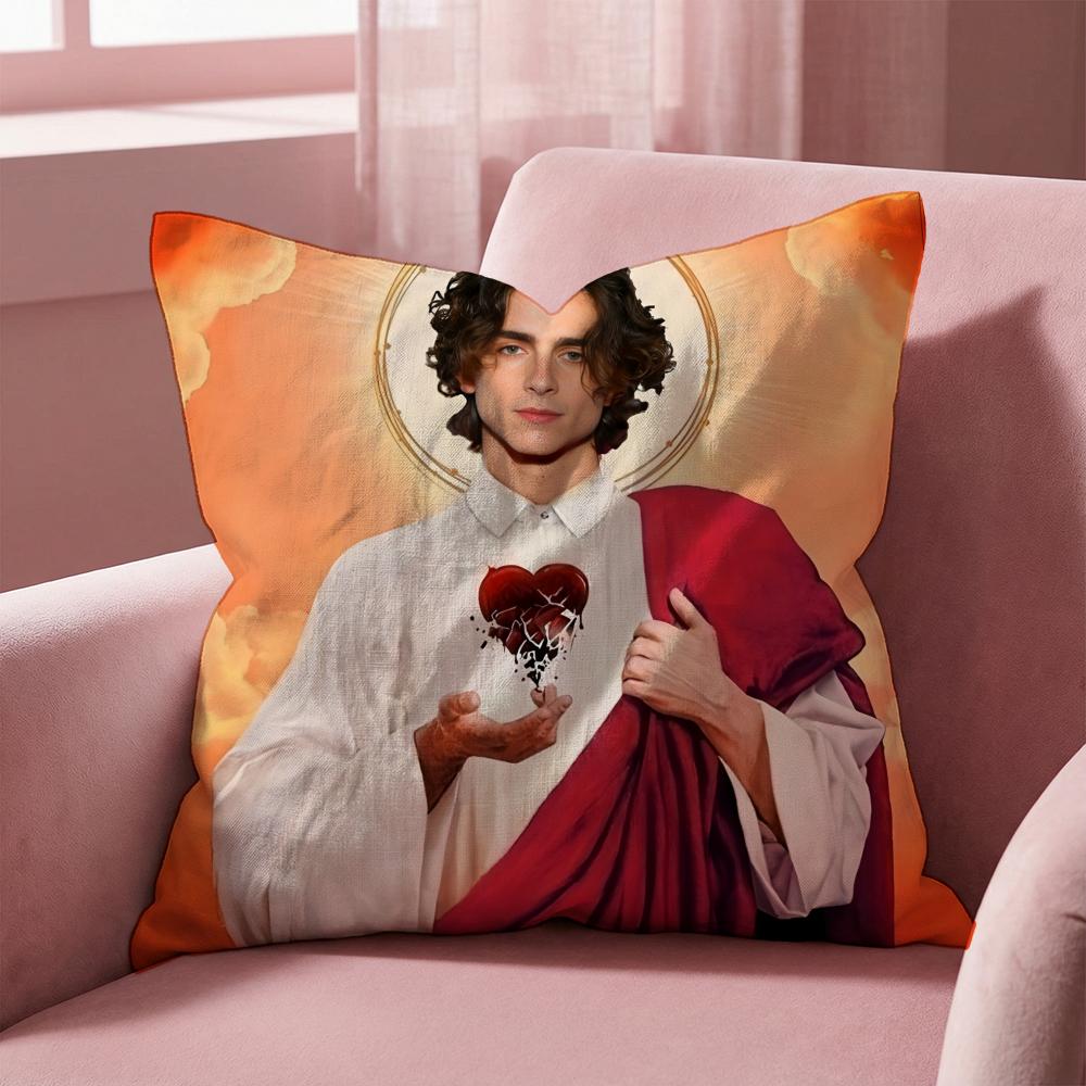 T-Timothees Chalamets Cushion Cover Multi-Scene Pillow Cover for Home & Car - Reversible, Soft & Durable for Daily Use