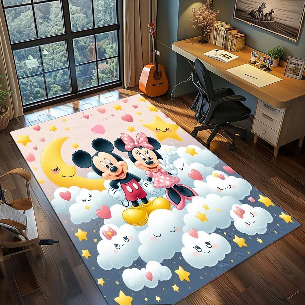 Mickey & Minnie: Adorably Playful Rug Carpet Large Area Rug Non Slip Washable Floor Mat Gamer Room Bedroom Home Decor