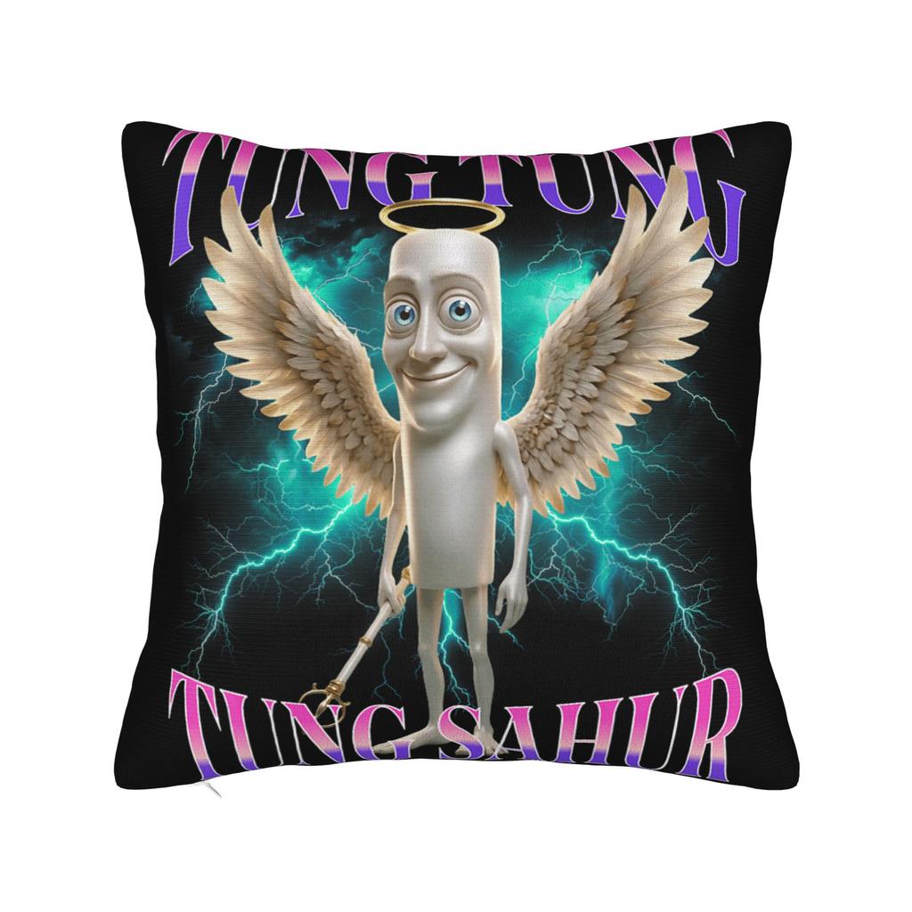 Tung Tung Tung Sahur Funny Meme Pillow Case  Graphic Pillow Cover For Wedding Party Home Decor Cute Funny Pillowcases