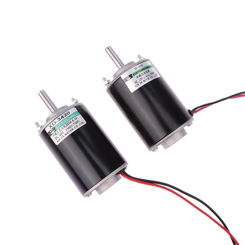 30W 12V-3500Rpm / 24V-7000Rpm 3420 Dc High Speed Motor Speed Adjustable Cw Ccw Threaded Shaft Motor Miniature Dc Small Motor