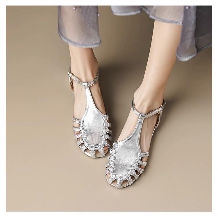 Мода 2024 женские босоножки из натуральной кожи с узким ремешком на низком каблуке официальные туфли серебряные свадебные туфли золотистые летние