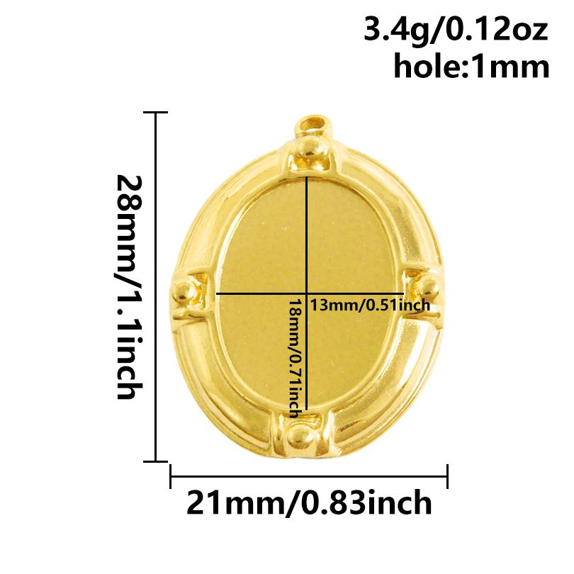 6pcs Heart Square Water Droplet Oval Cabochon Base Setting Pendant Stainless Steel Charms For Jewelry Making Bulk DIY Materials