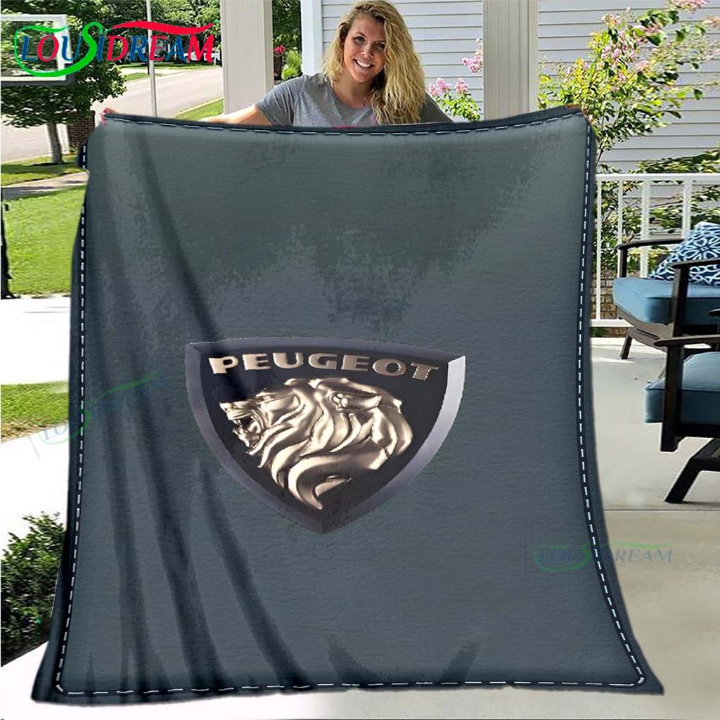 Fashion Car P-Peugeot Logo Blanket Flannel Throw Blanket For Home Bedroom Bed Sofa Picnic Office Hiking Leisure Nap Gift