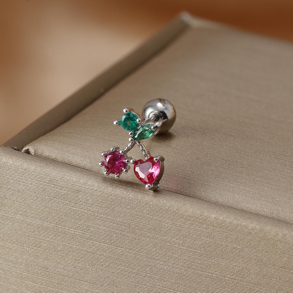 Fashion Stainless Steel Mini Zirconia Stud Earrings For Women Luxury Cute Fruits Helix Tragus Piercing Earrings Party Jewelry
