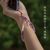 Amethyst wrist phone chain for women, beaded phone pendant, exquisite accessory, short style, high-end feel phone strap