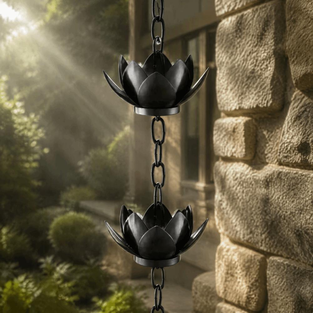Black Rain Chain 153cm Length Downspout Alternative Functional Downspout Rain Chain Outdoor Use