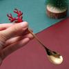 Desserts Stainless Steel Christmas Deer Head Coffee Scoops Christmas Spoons Tea Scoop Xmas Antlers