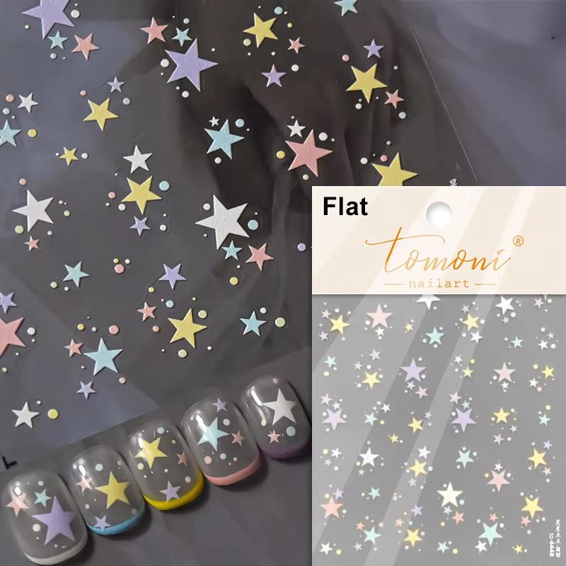 1pcs 5D Relief Kawaii Colorful Star Nail Art Stickers Multi Macaron Mangxing Nail Decorations Self Adhesive Decals Accessories