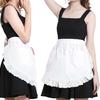 Women Maid Costume Apron White Waist Apron with Ruffles And Pockets Kitchen Apron