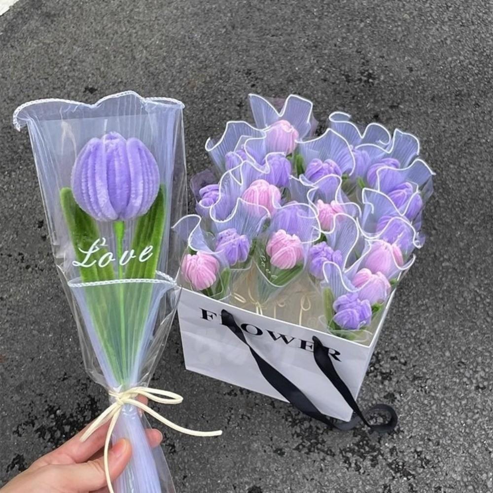 Handmade Tulip Twisting Rod Graduation Gifts Artificial Tulip Flower Sweet Flower Bouquet  Couple