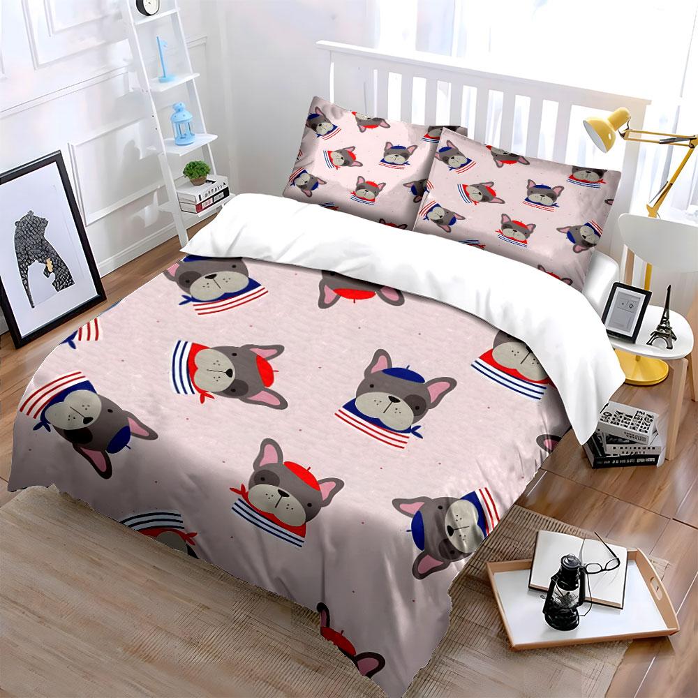 Chic French Bulldogs Parade Bedding sets Duvet covers Pillowcases(1* Duvet Cover 2* Pillowcases without duvet insert)