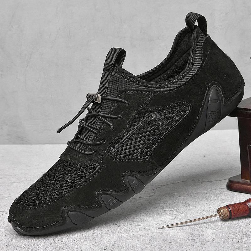 Популярная летняя мужская повседневная спортивная обувь большого размера, сшитая кожаная сетчатая обувь, обувь-осьминог, мужская обувь, ленивая обувь