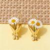 Wearable Bouquet Clip Flower Holder Earring and Necklace Set for Women Gold Tone Dainty Floral Jewelry Set Gift