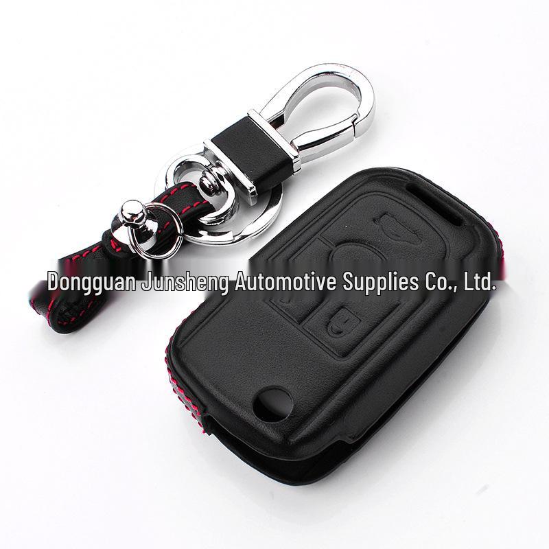 4D Cowhide Key Case for Buick Excelle, Park Avenue, Regal, Envision, GL6 - 4-Button Folding Key Bag