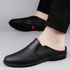 Мюли Мужские Полуботинки Для Мужчин Тапочки Кожаные Мужские Полузакрытые Повседневные Туфли Без задника Лоферы Мужские Шлепанцы Балетки С Закрытым Носком Сандалии