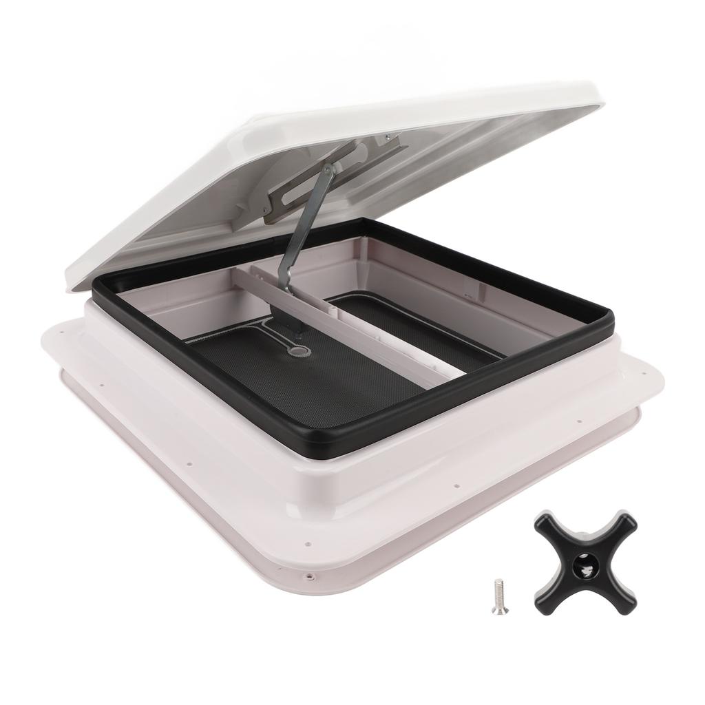 Люк на крышу автодома 13,39x13,39 дюйма Белый Вентиляционная крышка на потолок автодома с сеткой и опорной стойкой для прицепа, каравана